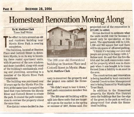Homestead Renovation Moving Along News